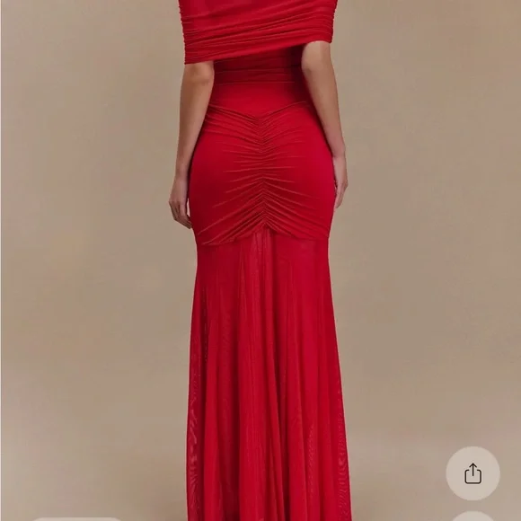 Meshki Red Ruched Maxi Dress - Picture 2 of 2